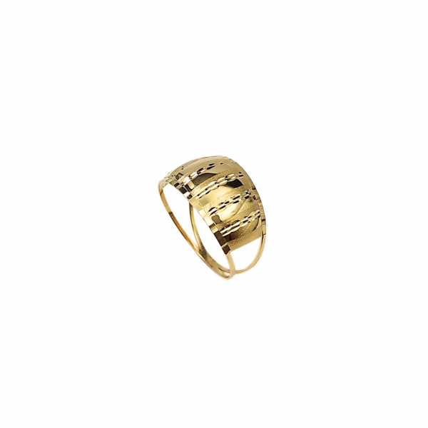 Anel Aro Duplo Diamantado Liso Fosco em Ouro 18k