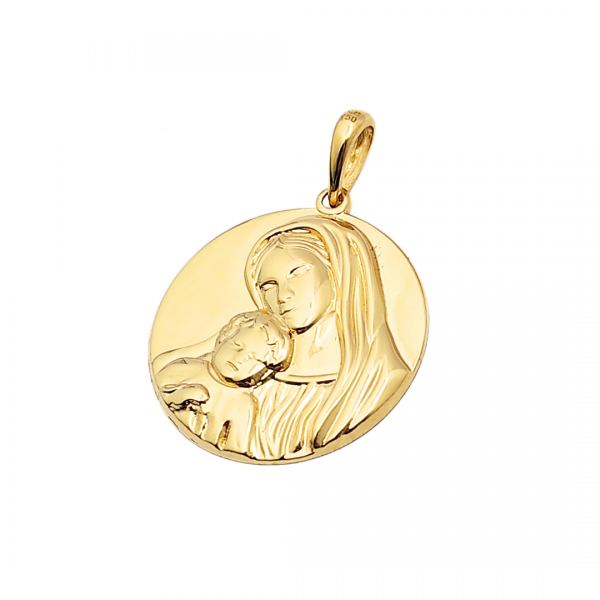 Pingente Medalha Mãe de Deus em Ouro 18k
