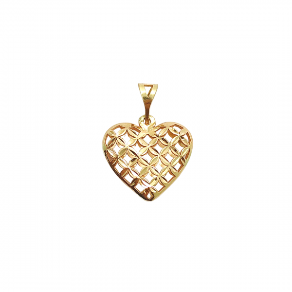 Pingente Coração Diamantado em Ouro 10k